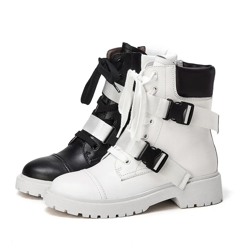 Женские ботильоны из натуральной кожи с круглым носком разные цвета|Женские