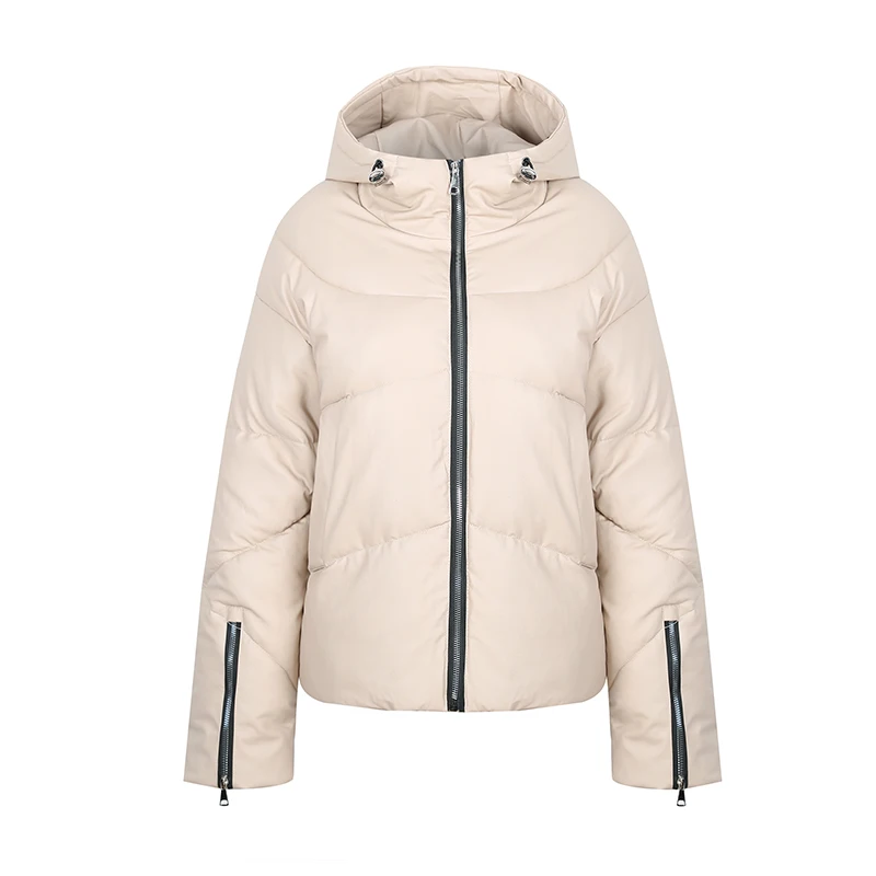 

Fashion Stand Collar Winter Jacket Women's Hooded Full Sleeve Solid Zipper Short Ladies Down Parka 2021 New Causal Coat