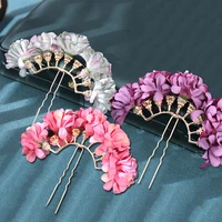 ancient style hairpin accessories and iron u shape hairpin alloy nine hole flower holder