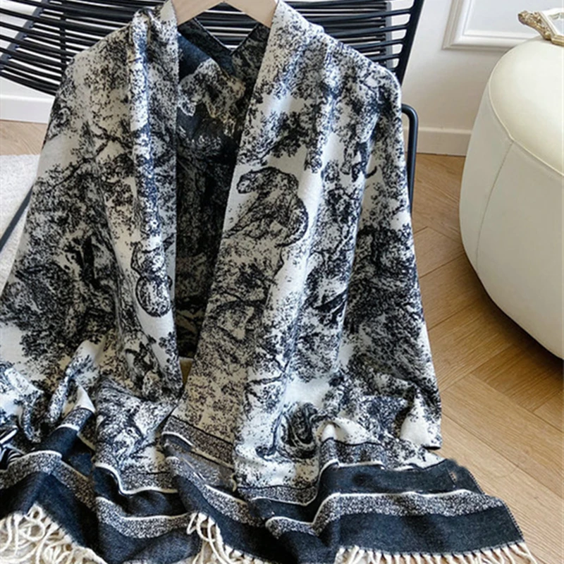 

Роскошный Новый Универсальный Длинный шарф на осень и зиму женский студенческий двухсторонний шарф большой размер кашемировая шаль для же...