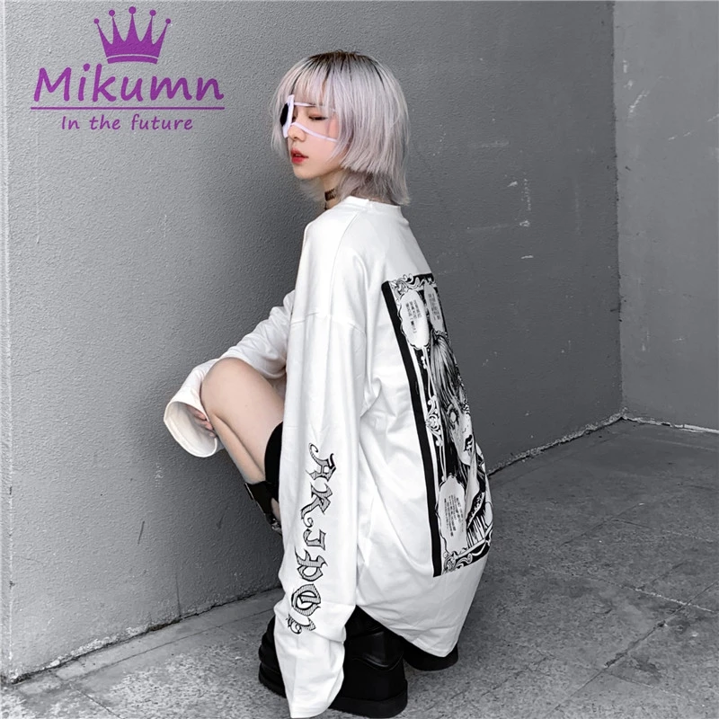 Футболка в стиле Харадзюку С аниме и надписью уличная одежда готическом