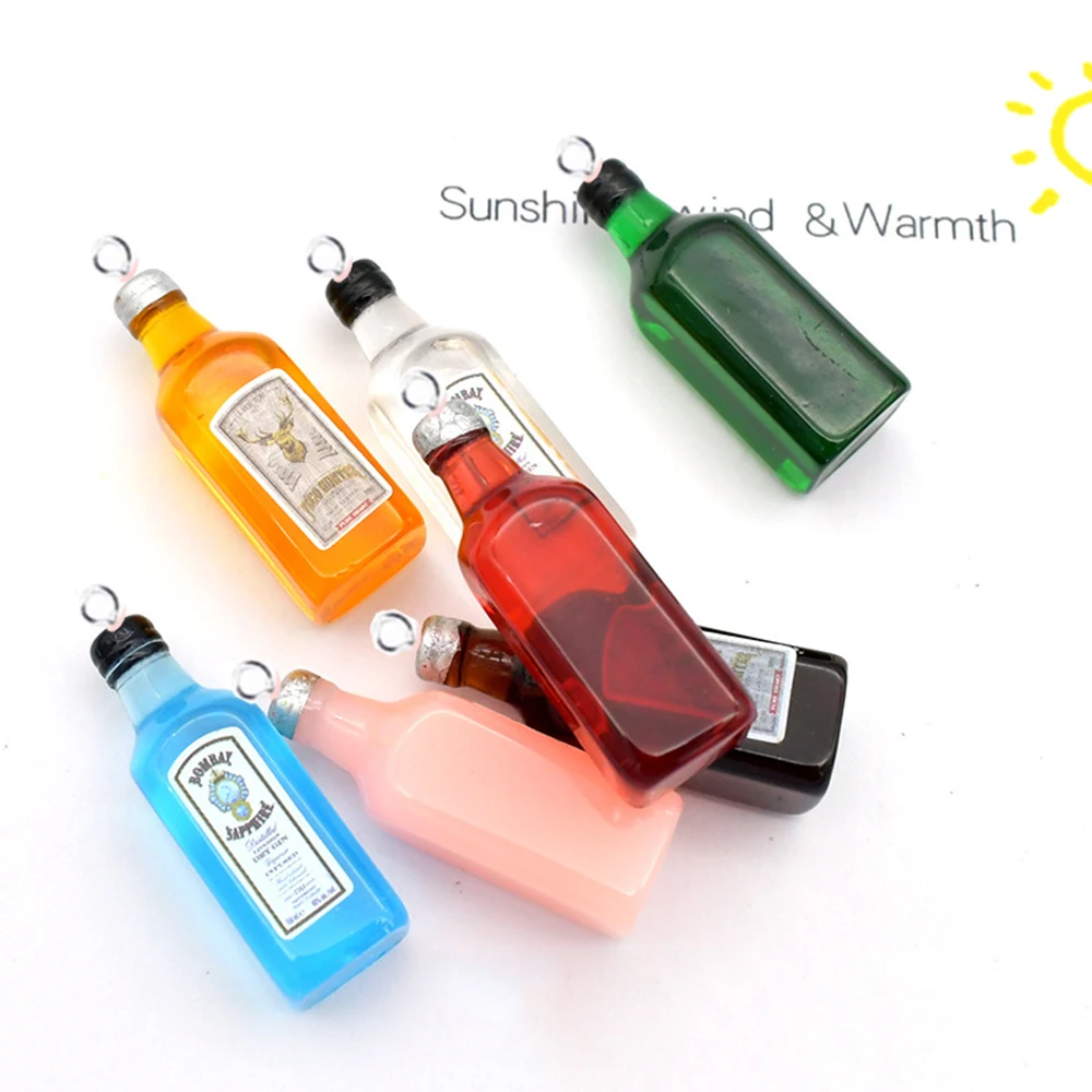 Yamily 10 шт./Смола Винная подвеска симуляция бутылки алкоголя для создания украшений для брелка-ключа, сережек, ожерелья.