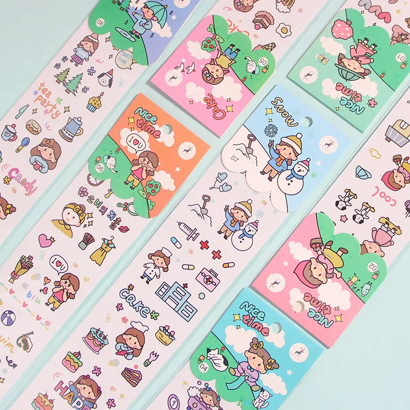 

Kawaii DIY Stickers Label Hand Account Decoration Transparent Sticker Creative Cartoon Stickers College Paper Stationery