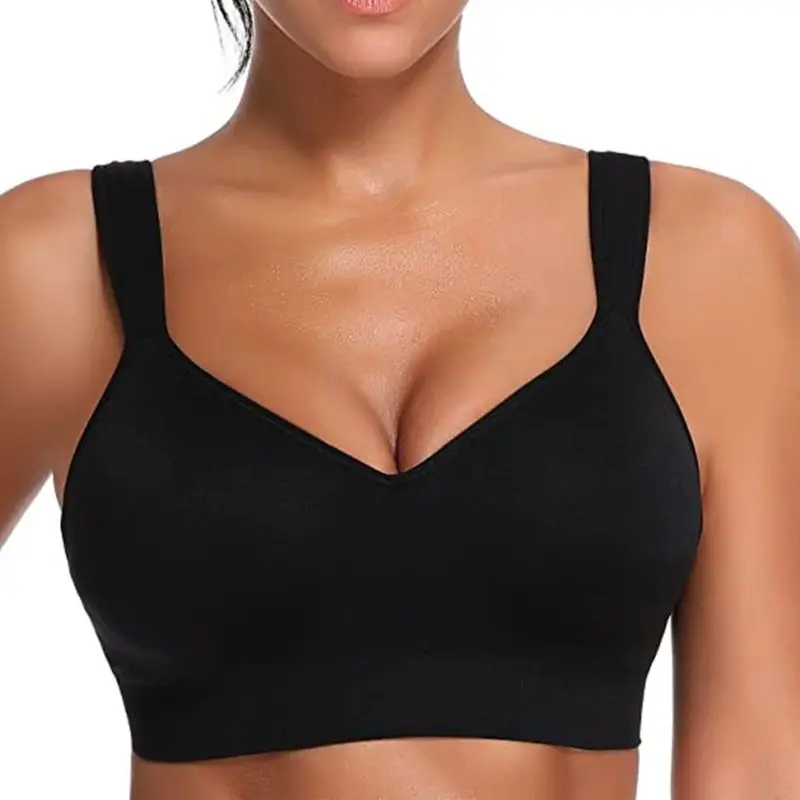 Women Seamless Wire Free Lift Bra Solid Color Sexy V-Neck Underwear Brassiere X3UE