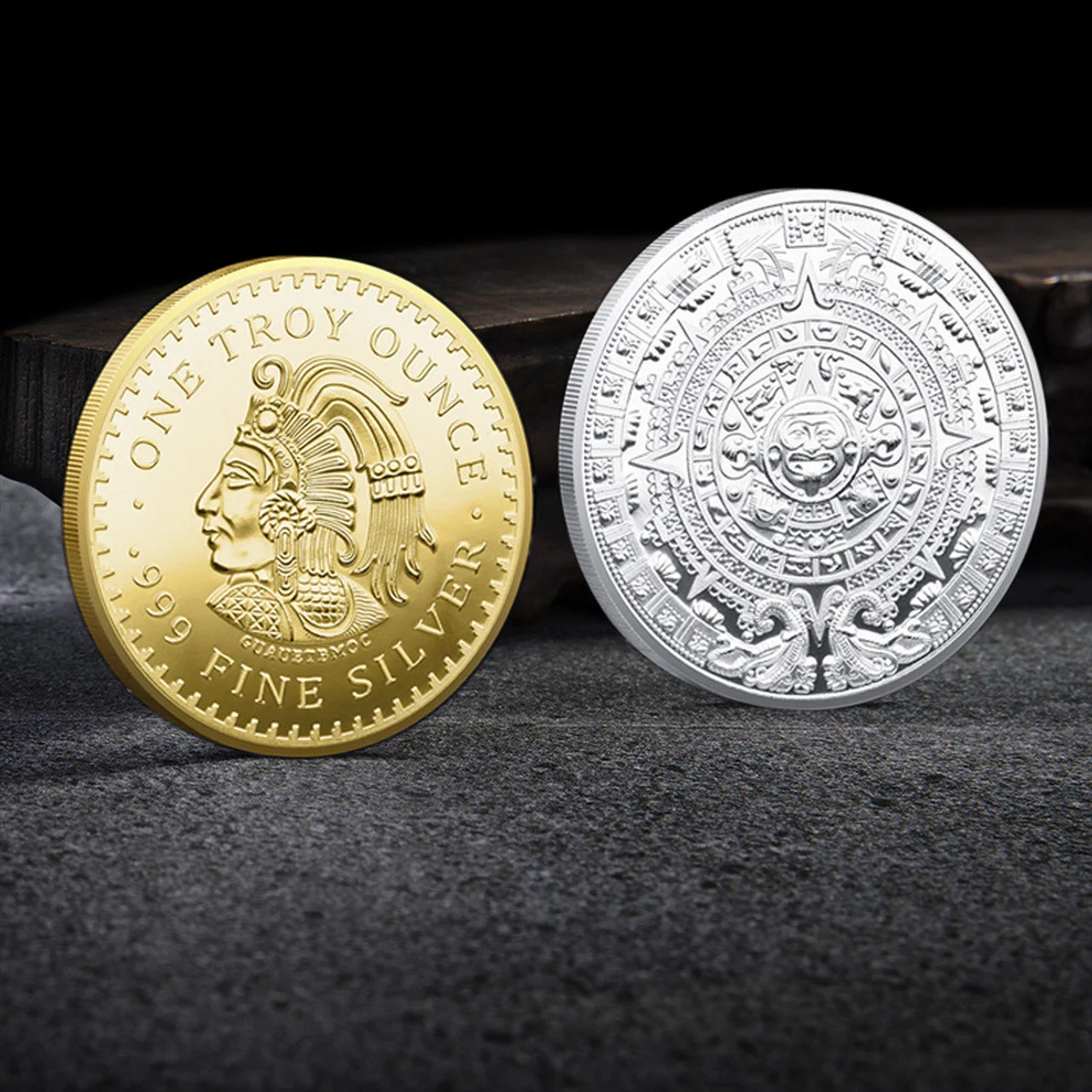 

Mexico Mayan Embossed Commemorative Medal Gold-plated Three-dimensional Embossed Color Lacquer Commemorative Coin