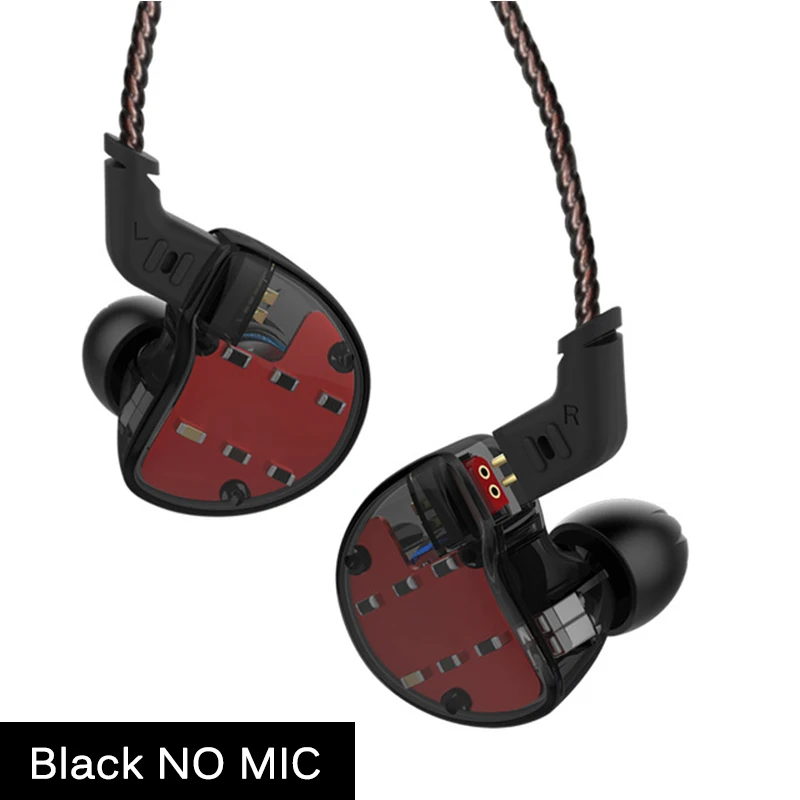 KZ ZS10 наушники 10 драйвер в наушниках 4BA+ 1DD динамические арматурные наушники HiFi бас гарнитура шумоподавление наушники гибридные - Цвет: Black NO MIC
