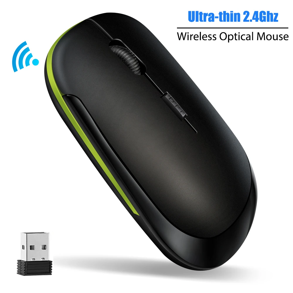 

2021 New Ultra-thin 2.4G Wireless Mouse Battery With USB Adapter Powerd 500-1000DPI Optical Slim Wireless Mouse For PC Laptop