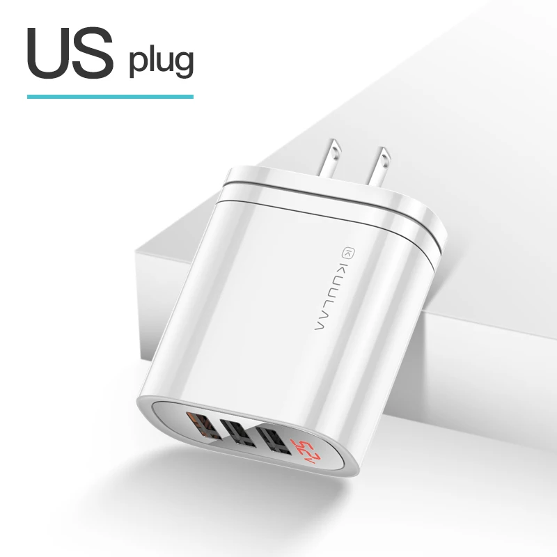KUULAA Quick Charge 3.0 USB Charger 30W QC3.0 QC Fast Charging Multi Plug Mobile Phone Charger For iPhone Samsung Xiaomi Huawei - Тип штекера: US White
