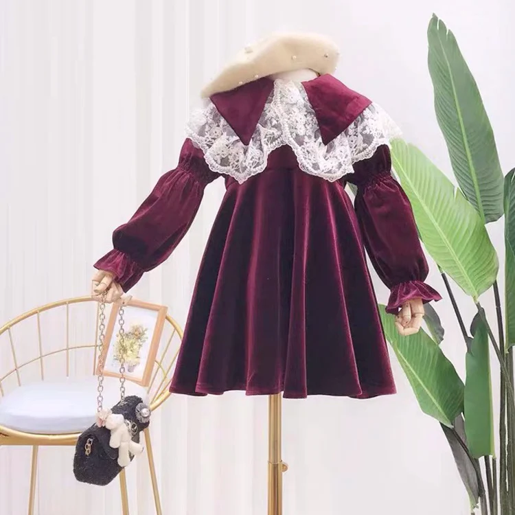 Весенне-осеннее теплое платье для девочек малышей детская винтажная одежда