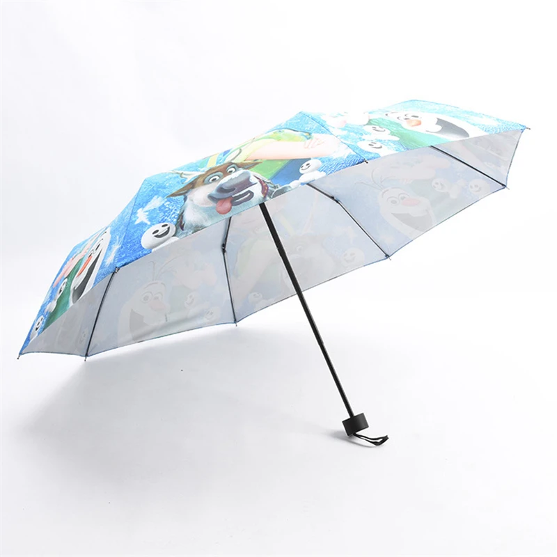 Детский зонт Холодное сердце Эльза и Анна складной тройного сложения защита от