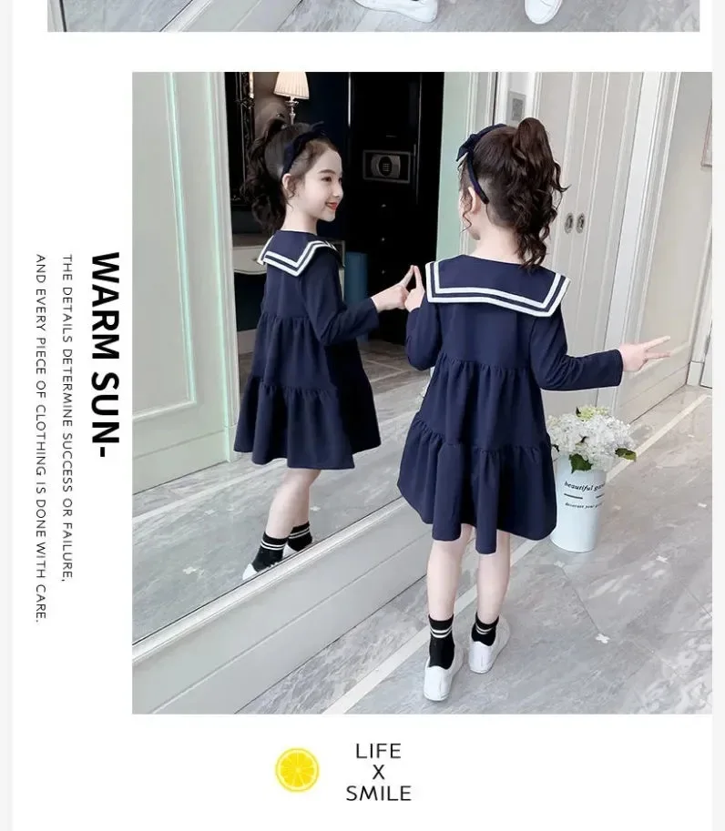 

Girls' dress spring summer autumn 2021 new foreign style CUHK student skirt academy style children's princess skirt
