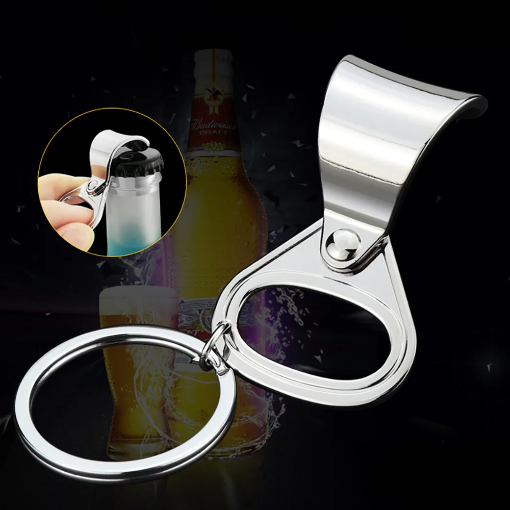 

1Pc Ring-pull Can Ring Shape Keychain Multi-use Keychain Bottle Opener (Silver)