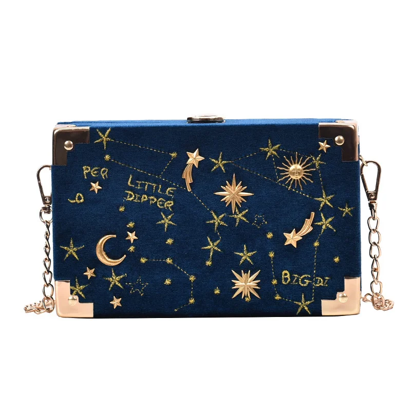 

Metal Badge Box Shape Handbag Purse Women Black Chain Party Clutch Bag Kawaii Shoulder Bag Crossbody Messenger Bag
