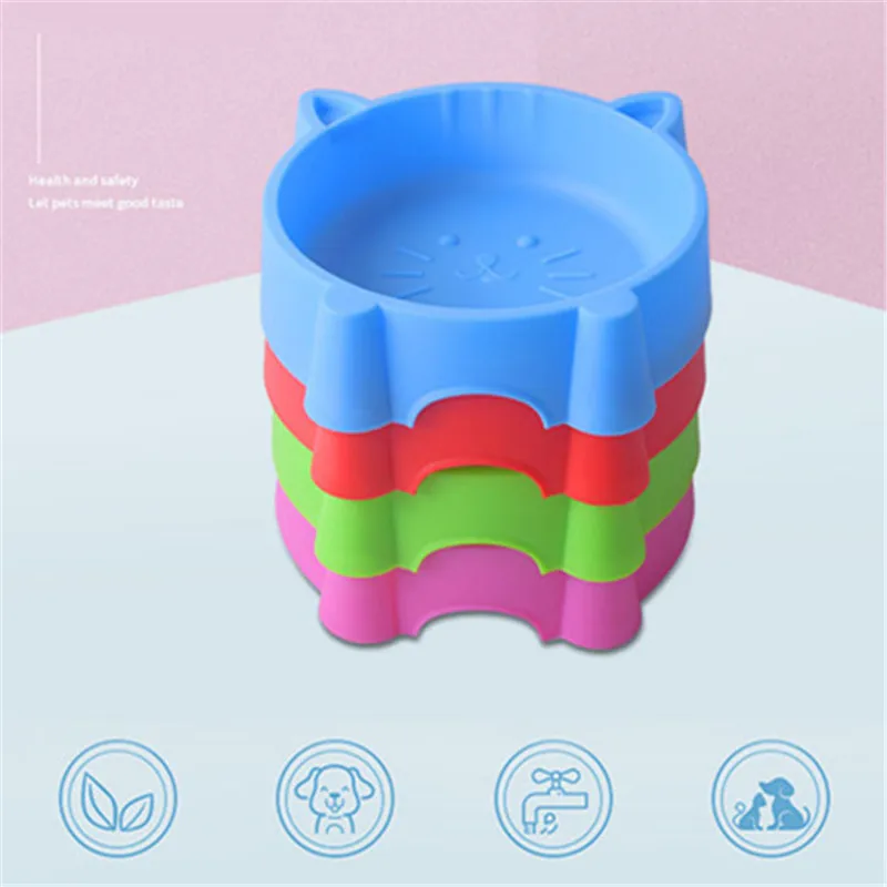 Безопасность милые многоцелевой Карамельный цвет Пластик собака миски для