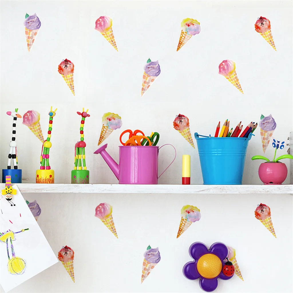 Наклейки на стену с изображением мороженого из мультфильма креативные наклейки