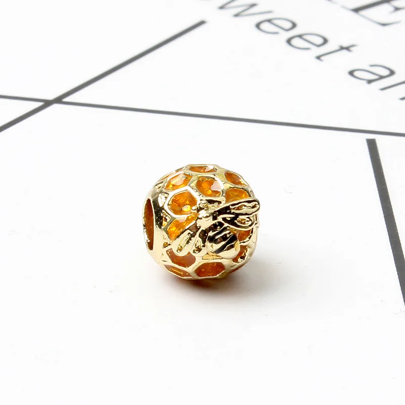Новый оригинальный сплав бусина золотой цвет пчелиного меда браслеты с