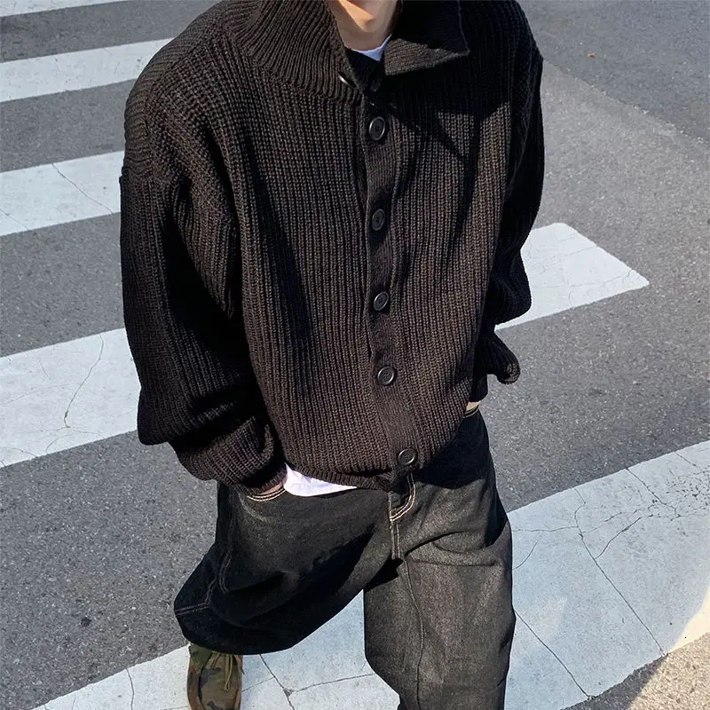 

Men's shirts 2020 autumn winter new slim solid color knitted cardigan pure color relaxed casual personality youth men's wear