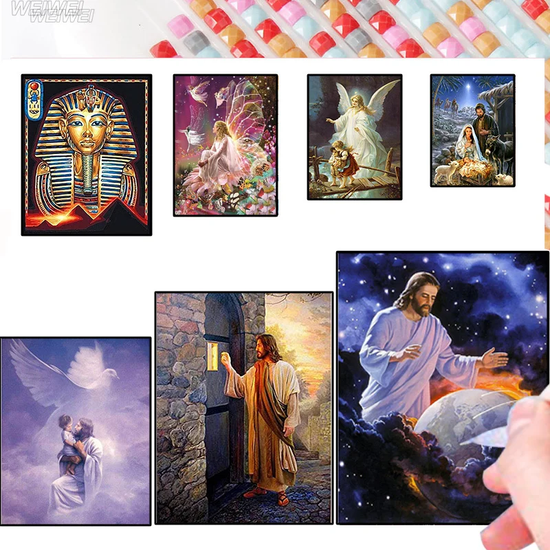 

Religion Diamond Painting Godfather 5D Diy Fairy Wings Mosaic Full Square / Round Diamond Home Decoration Handmade Gift