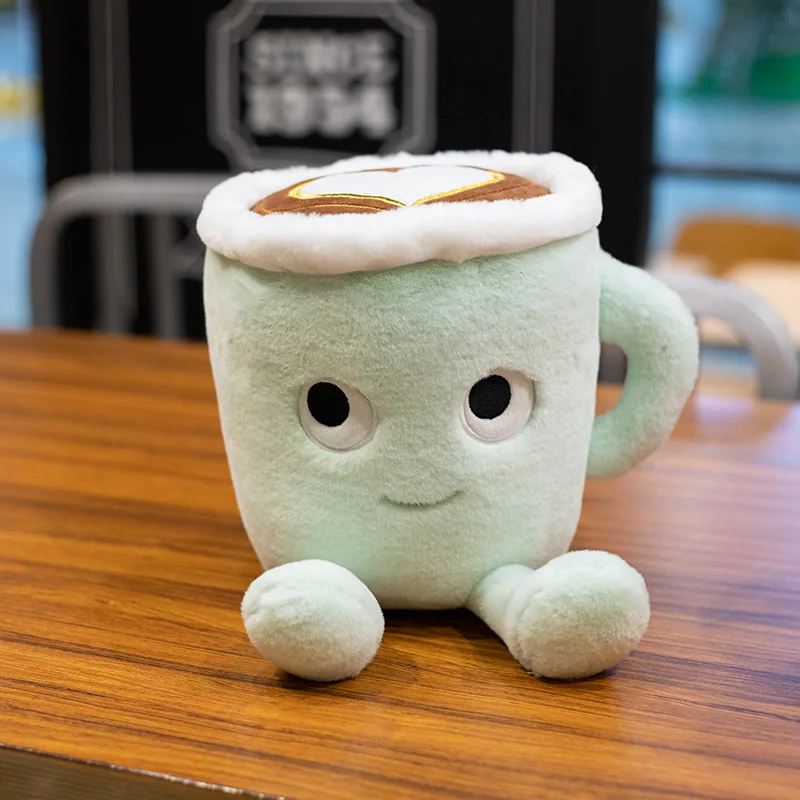 

Coffee Cup Holding Creative Simulation Cute Funny Doll Matcha Latte Pillow Plush Toy Cushion Gift