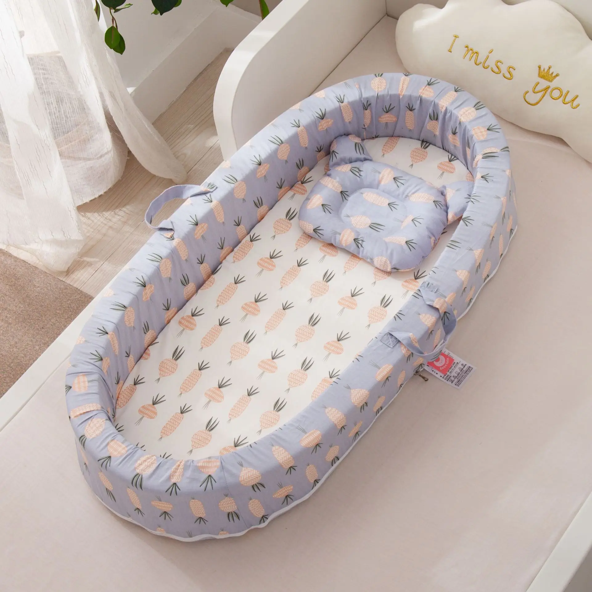 New 90*45cm Baby Nest Bed with Pillow Portable Crib Travel Infant Toddler Cotton Cradle for Newborn Bassinet Bumper | Мать и ребенок