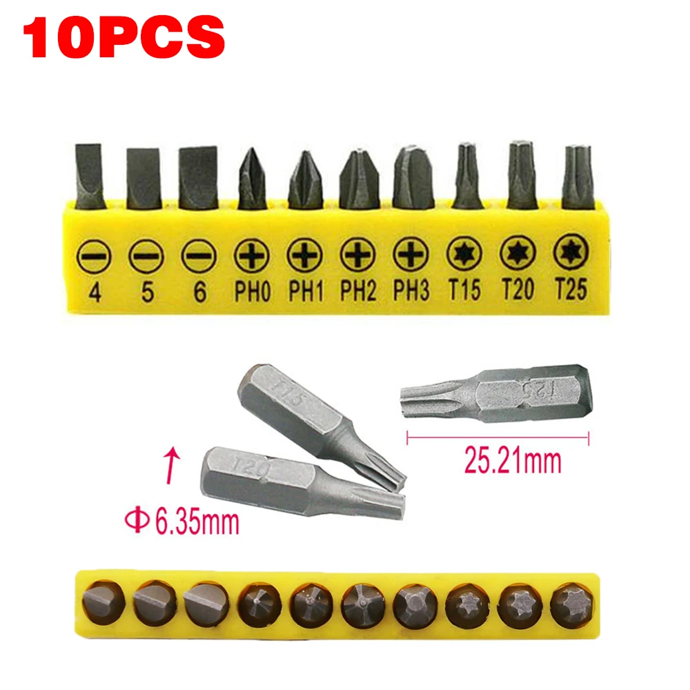 

1/4" Magnetic Screw Drill Tip Drill Screw Tool with 10pcs Drill Bit Set Locking Bit Holder Drive Guide Drill Bit Extensions Tool