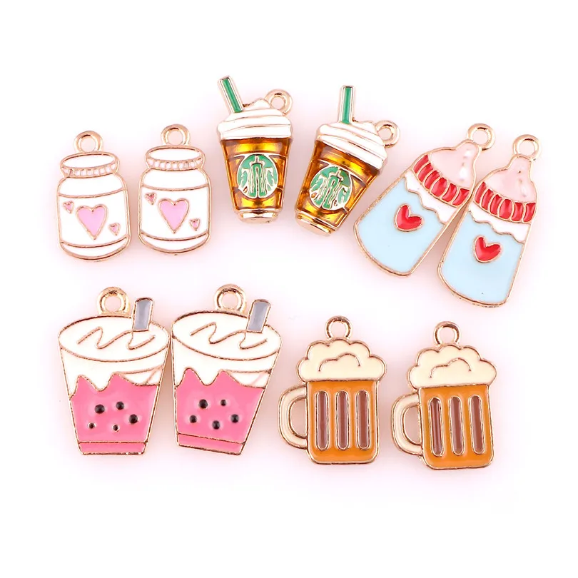 10 шт. Enamels кофейная чашка детская бутылка сплав серьги амулеты DIY ручной работы изготовление волос ожерелье ювелирные изделия, подвески, аксессуары - Окраска металла: 23050