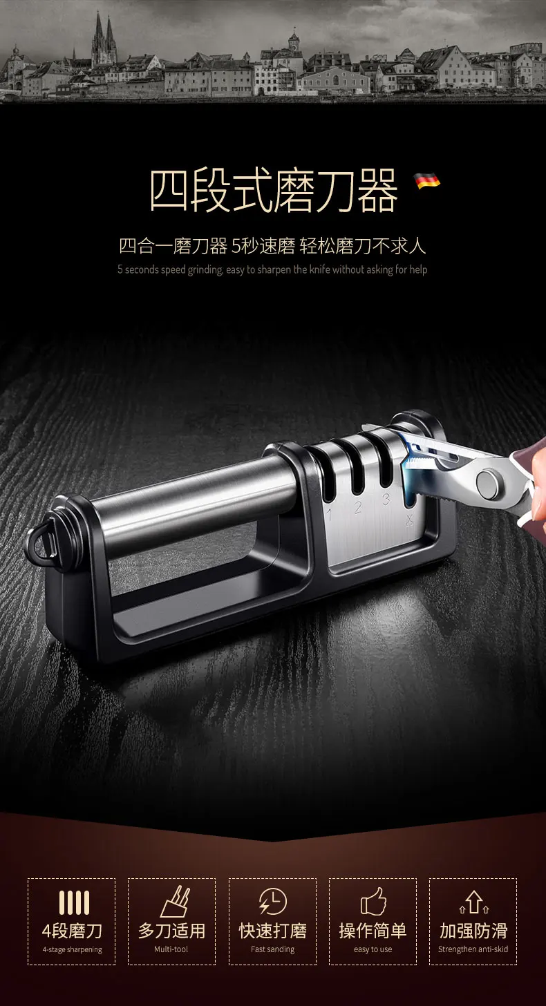 

Multifunction Knife Sharpeners Quick Household Diamond 3 Stage Manual Scissors Sharpener System Amoladora Kitchen Tools DG50KS