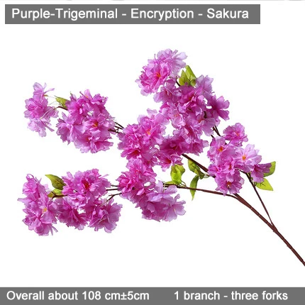 105cm purple 5 шт./компл. вишни Искусственные цветы ветви свадебное украшение арки персик ветви фон настенный в форме искусственных цветов - Цвет: 105cm purple