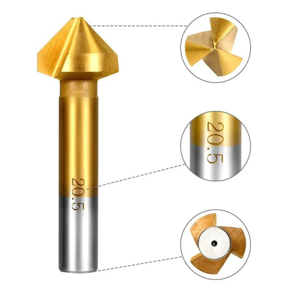 

HSS Chamfer Bevel Cutters High Quality Round Shank 3 Flute 6.3 - 20.5mm