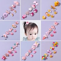 7pcs fashion kids elastic hair bands cute scrunchies for girls baby pink ponytail holder rubber ties children hair accessories