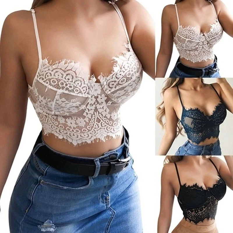 

2021 New Style Fun Underwear Sexy Perspective Lace Shoulder Strap Bra Lingerie Push Up