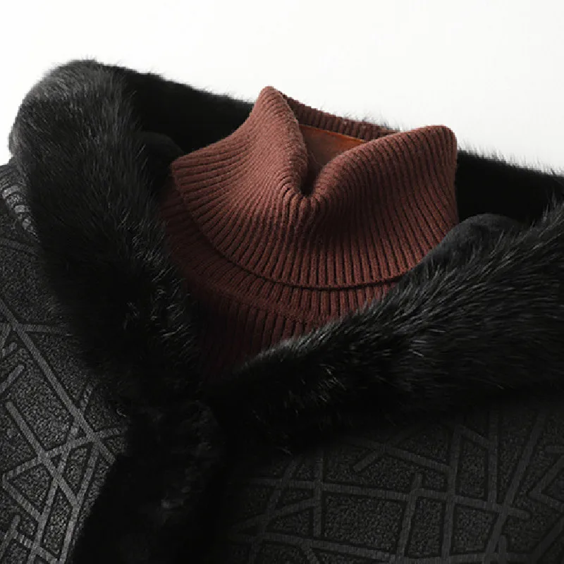 

Luxury Sheepskin Fur One Coats Jackets Women's Thick Warm Genuine Leather Long Overcoat Fashion Mink Fur Collar Clothe Plus Size