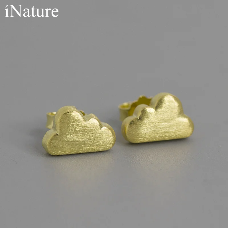 INature 925 стерлингового серебра модные маленькие облака серьги-гвоздики для женщин