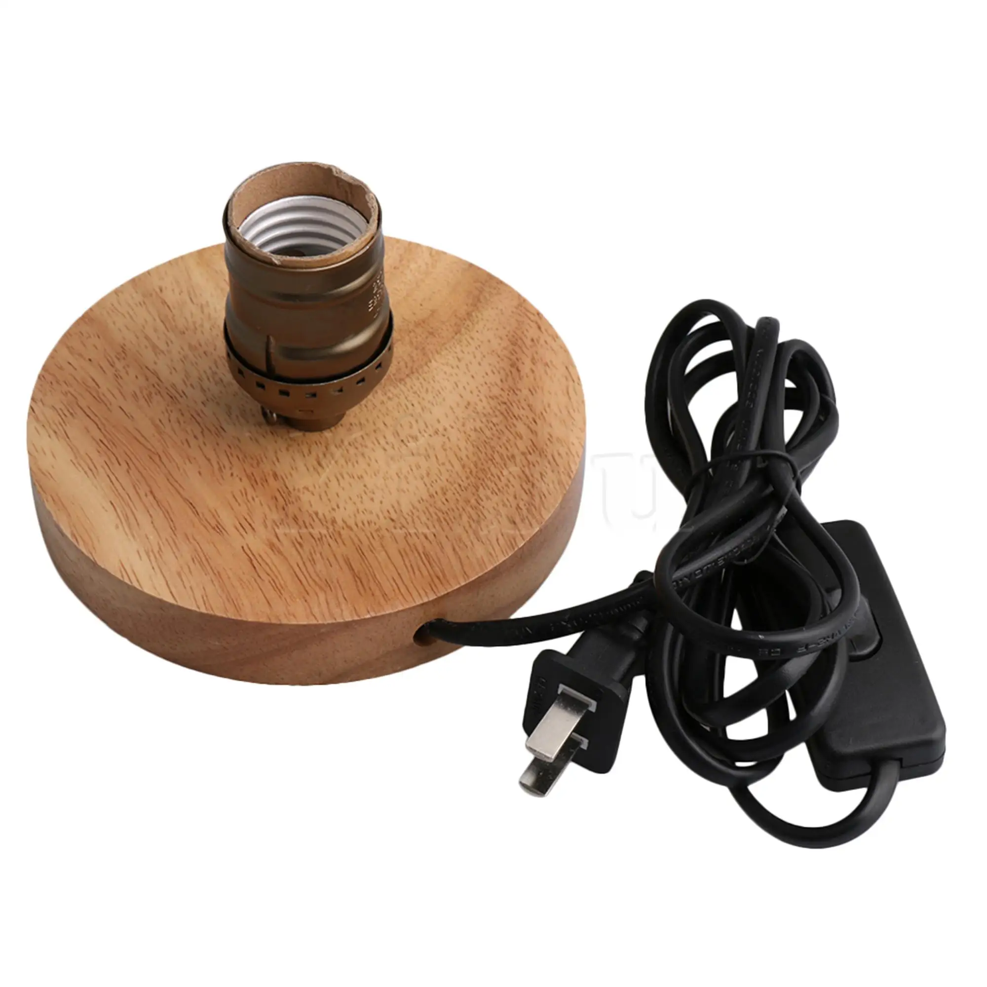 

Винтажный Бронзовый патрон для лампы с резьбой E27 с деревянным основанием