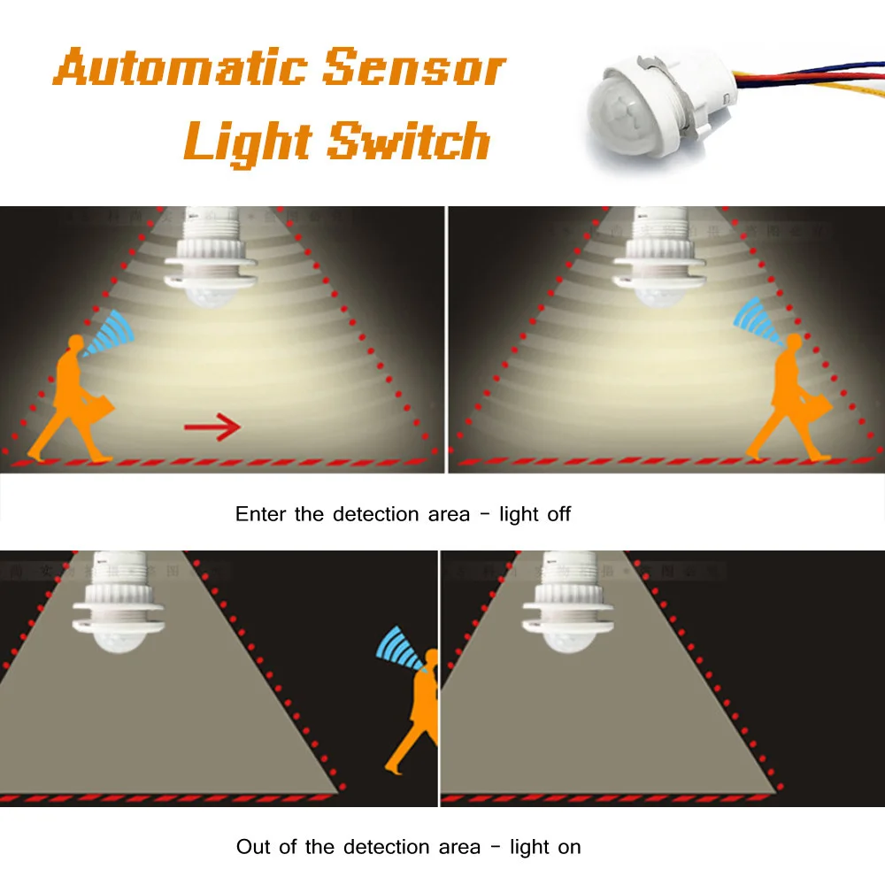 110V 220V LED PIR Infrared Motion Sensor Detection Automatic Light Switch Detector Smart | Безопасность и защита