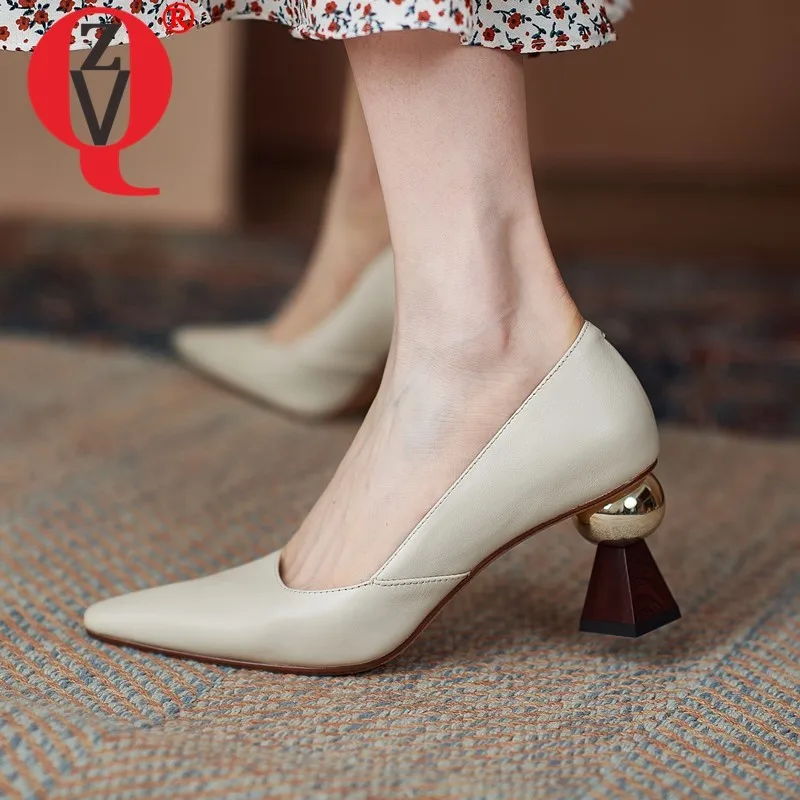 

Женские туфли-лодочки из натуральной кожи на высоком каблуке, с квадратным носком