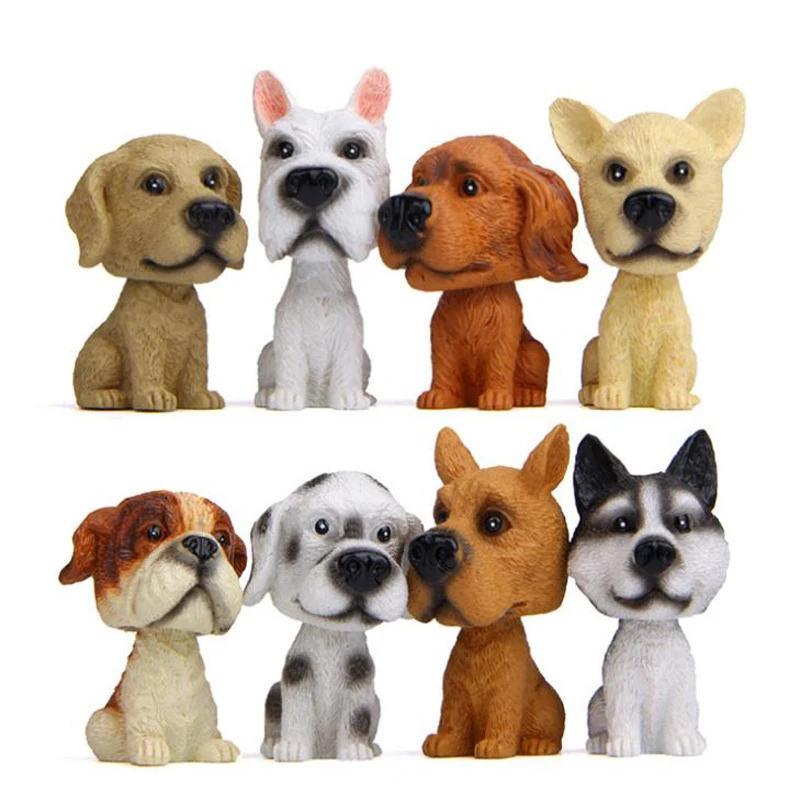

1 Pcs Kawaii Car Ornaments Animal Shaking Head Resin Dog Puppy Figurines Interior Dashboard Action Figure Toys Gifts