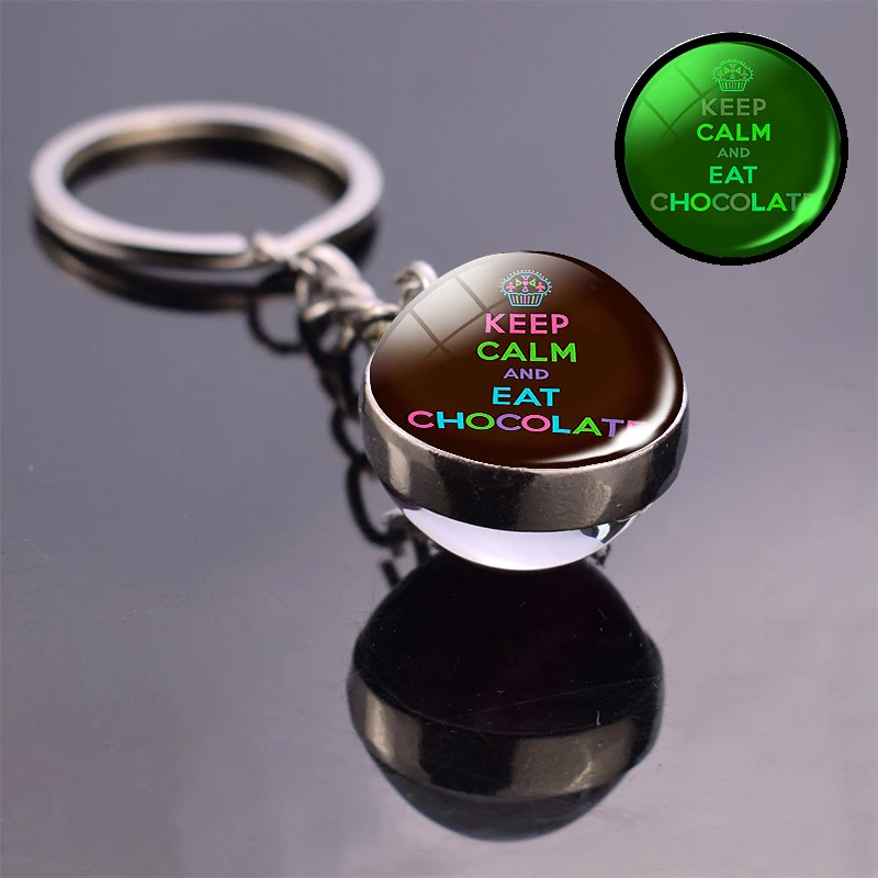 Светящийся стеклянный шар брелок Keep Calm Statement Брелок Серебряный цвет
