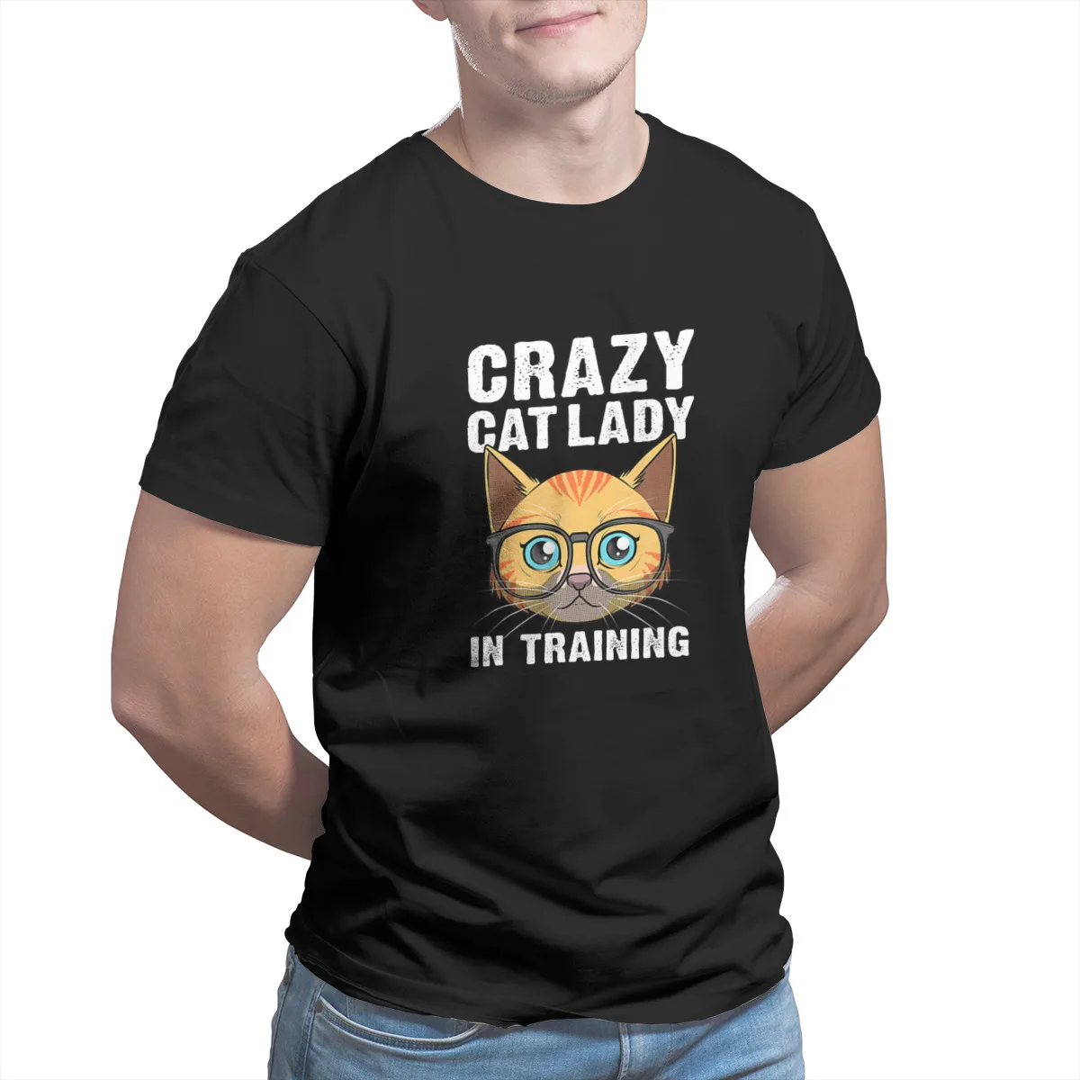

Funny Crazy Cat Lady Gift Cool Cat T-Shirt Print 100% Cotton Graphic Anime Cosplay Tees 7606