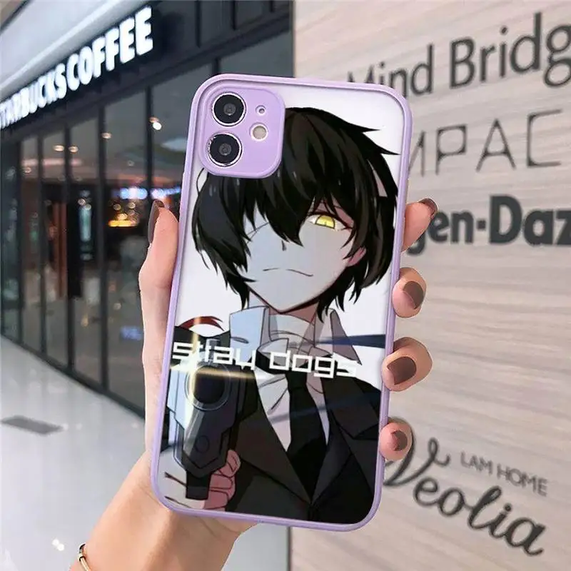 

Anime Bungou Stray Dogs Phone Case Matte transparent For Purple iPhone 12 Mini 11 Pro XR XS Max 7 8 Plus X Back Cover