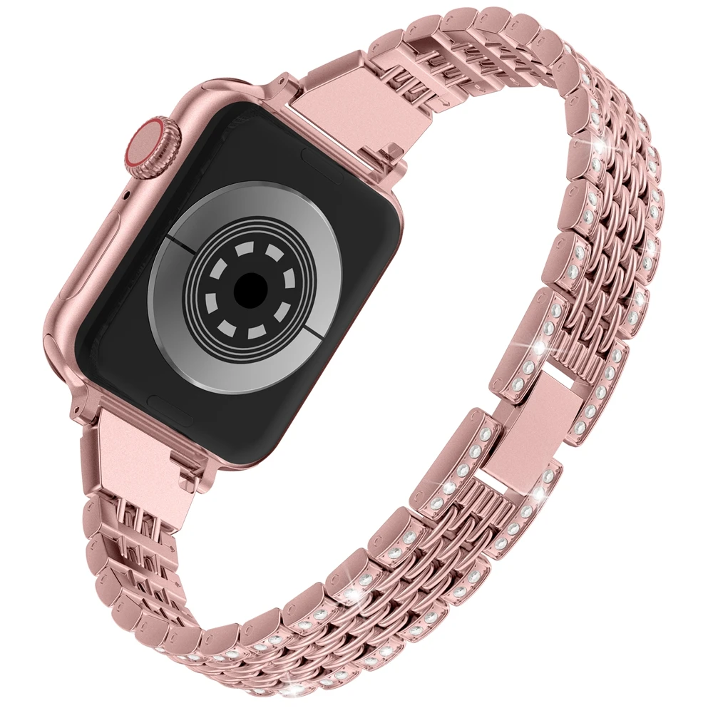 Металлический Блестящий ювелирный ремень для Apple Watch Band 5 38 мм 42 Женский браслет