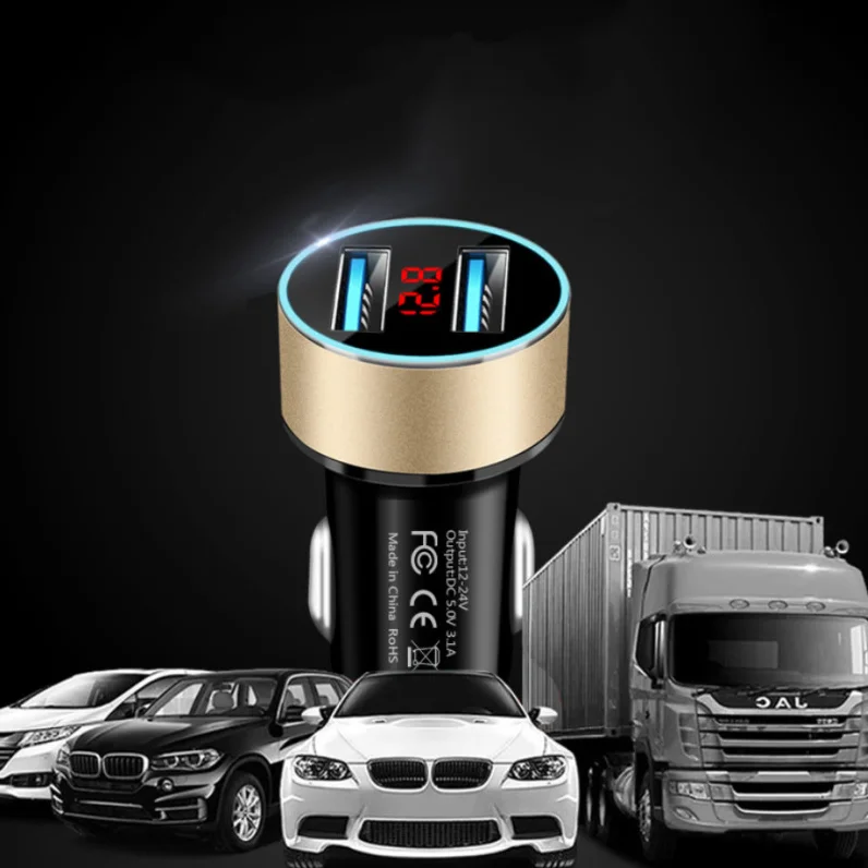 Автомобильный прикуриватель с двумя разъемами USB 3 1 А 12 24 В быстрое зарядное