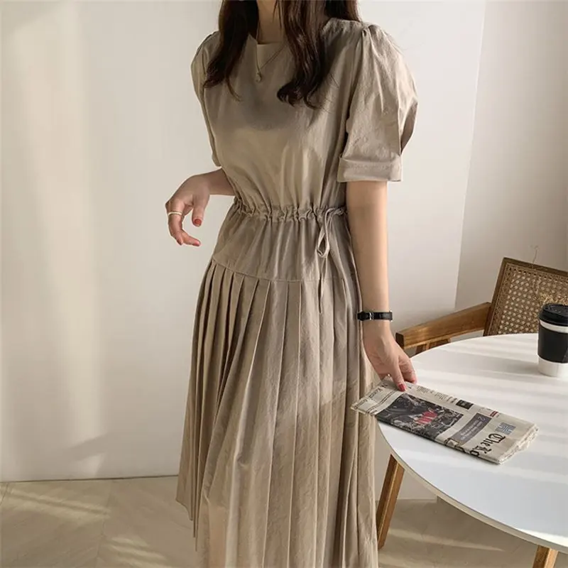 Милое однотонное милое платье HziriP на шнуровке шикарные летние тонкие женские