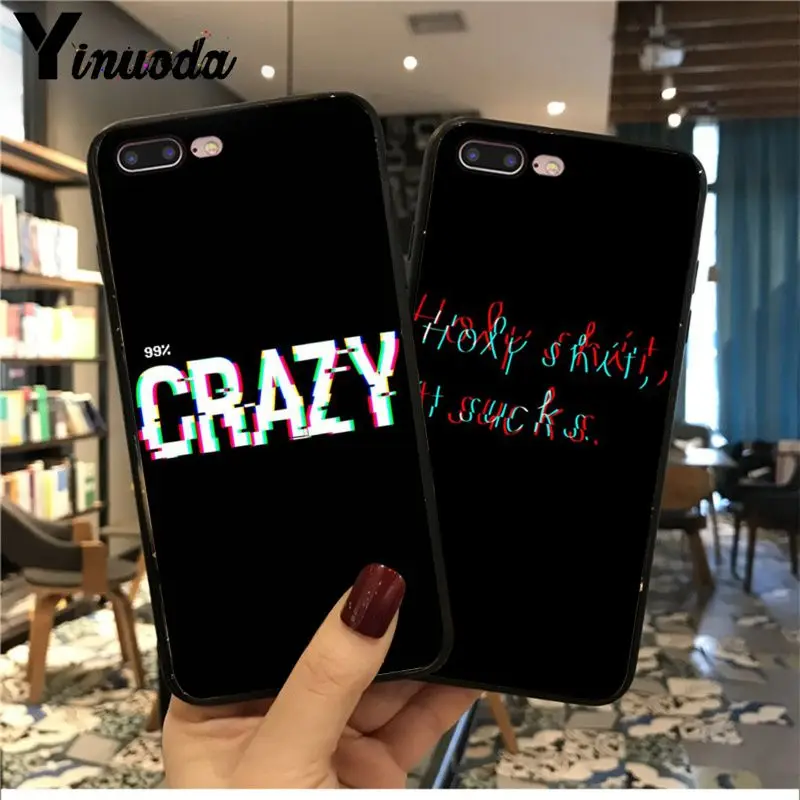 Yinuoda цветной текст на черном фоне DIY нарисованный красивый чехол для телефона iPhone