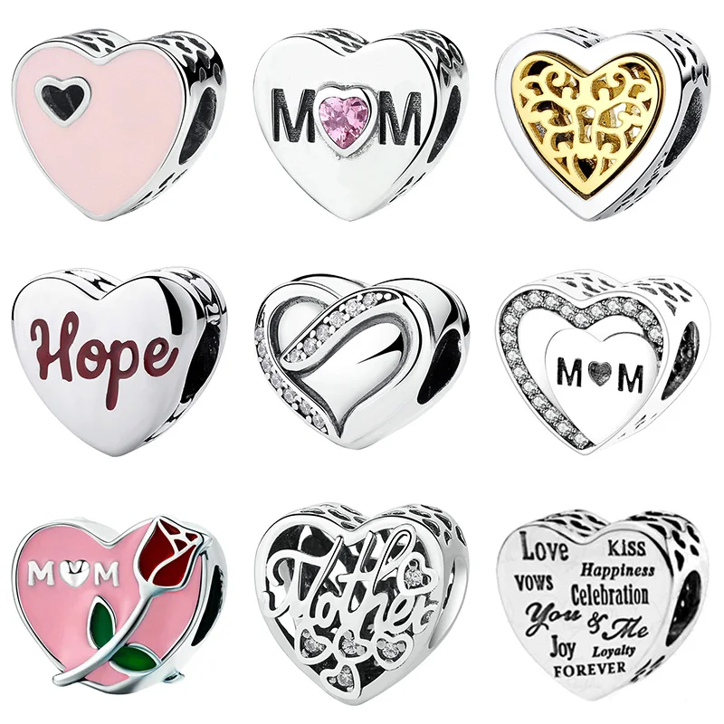 Браслет Love Heart из стерлингового серебра 925 пробы Плавающие Подвески бусины