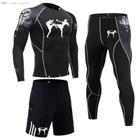 mens training suits mma boxing fitness clothing running compression sportswear set rashgarda quick dry gyms workout sports set