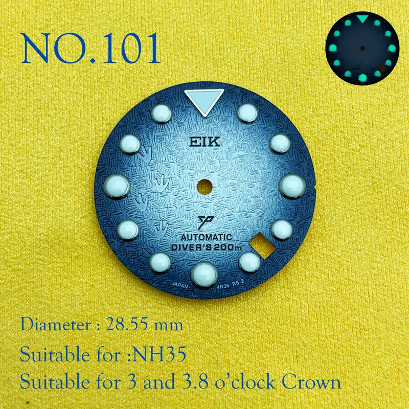 

NH35 New Modified Watch Literal C3 Luminous Dial Watch Dial SKX007 Small Millimeter 28.5mm Abalone NH35 Universal NO.101