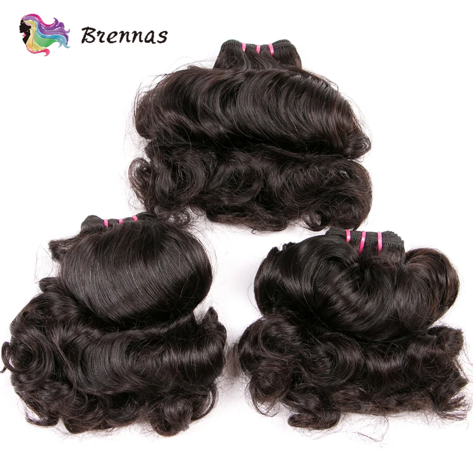 Customized Double Drawn Human Hair Bundles Natural Color Bouncy Curl Hair Bundles Deal Brazilian Funmi Remy Hair Weave Extension