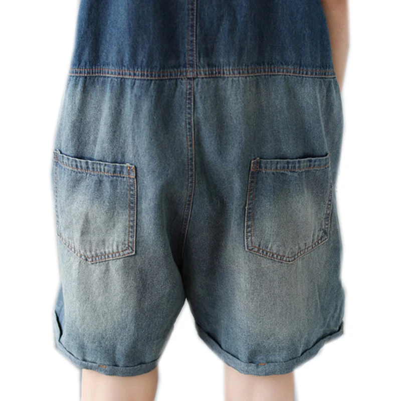 

Womens Denim Suspenders Jumpsuits Dungarees Overalls Body Short Loose Big Cargo Ripped Holes Casual Street for Summer A09291210