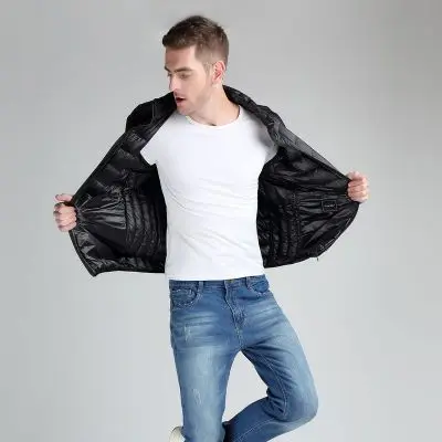 

2019 7XL New Men Winter Jacket Ultra Light 90% White Duck Down Jackets Casual Portable Winter Coat Men Plus Size Down 7 colors